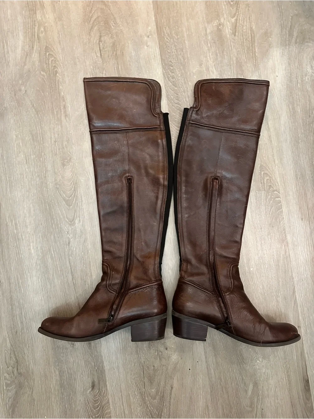 Vince Camuto Brown Leather Over-the-Knee Riding Boots